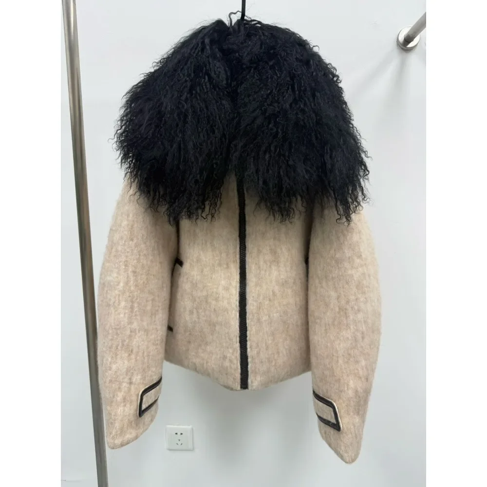 Chaqueta de plumón para mujer, chaqueta de piel mongol auténtica con piel Natural, abrigos de plumas para mujer, chaquetas acolchadas ligeras de invierno