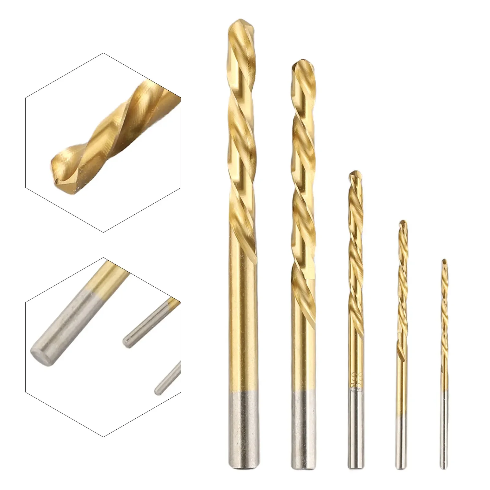 Left Hand Drill Bit Extractor Tools For Drilling/reversal Gold HSS Screw Bolt Remover Convenient 5 Pieces/set Accessories