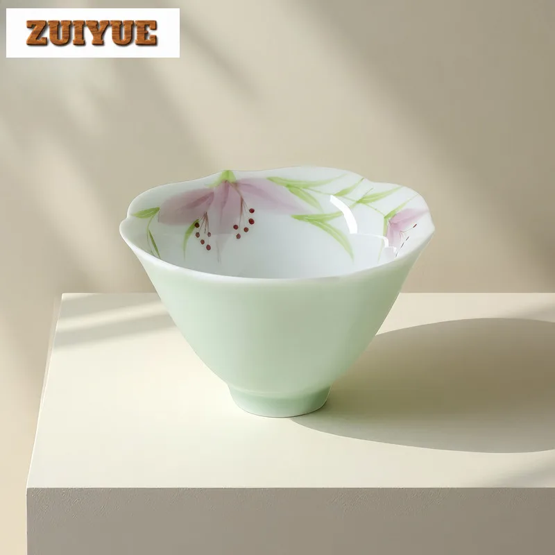 

2 шт./лот, ручная роспись, чайная чашка с дикой лилией, ретро чайная чаша, образец чайной чашки, персональная чашка для дегустации чая Jianzhan Master Cups, чайные предметы 85 мл