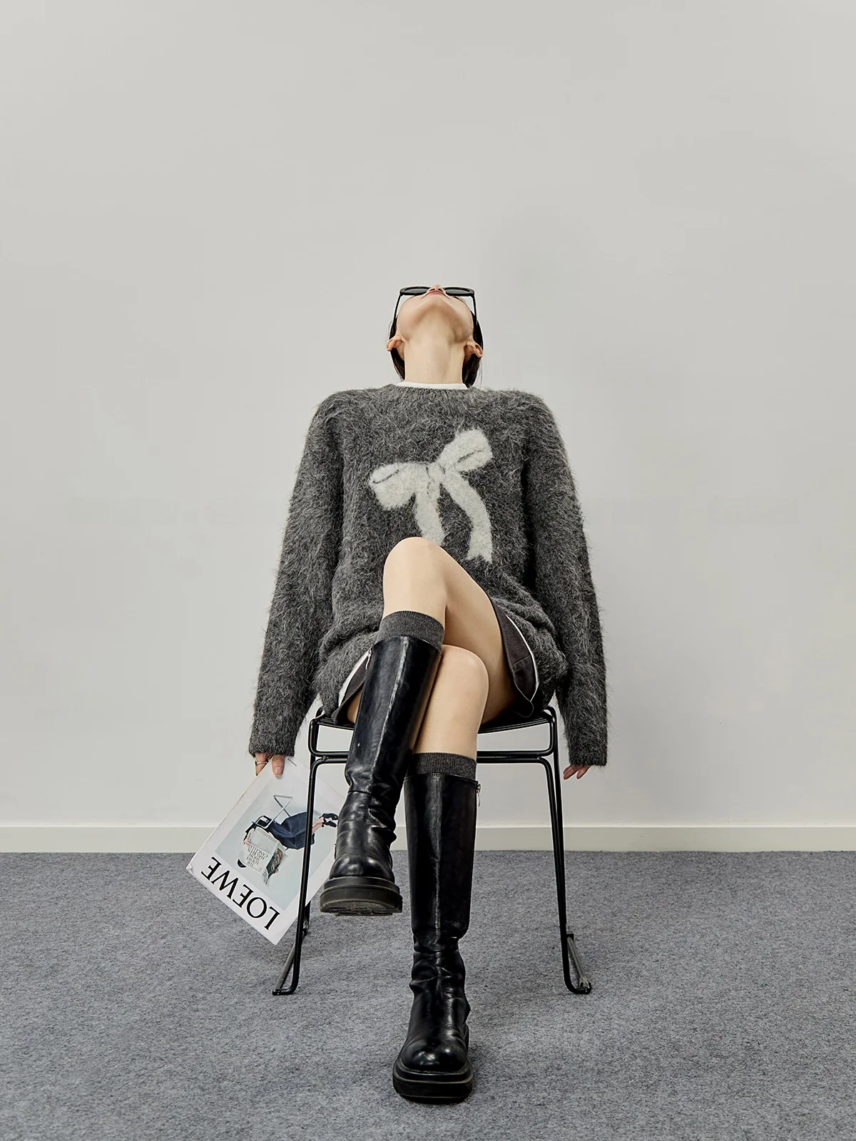 

Guuli Women's Loose Long Sve round Ne Knitted Sweater with Knot Autumn New Arrival Casual Sle Polyester Blend