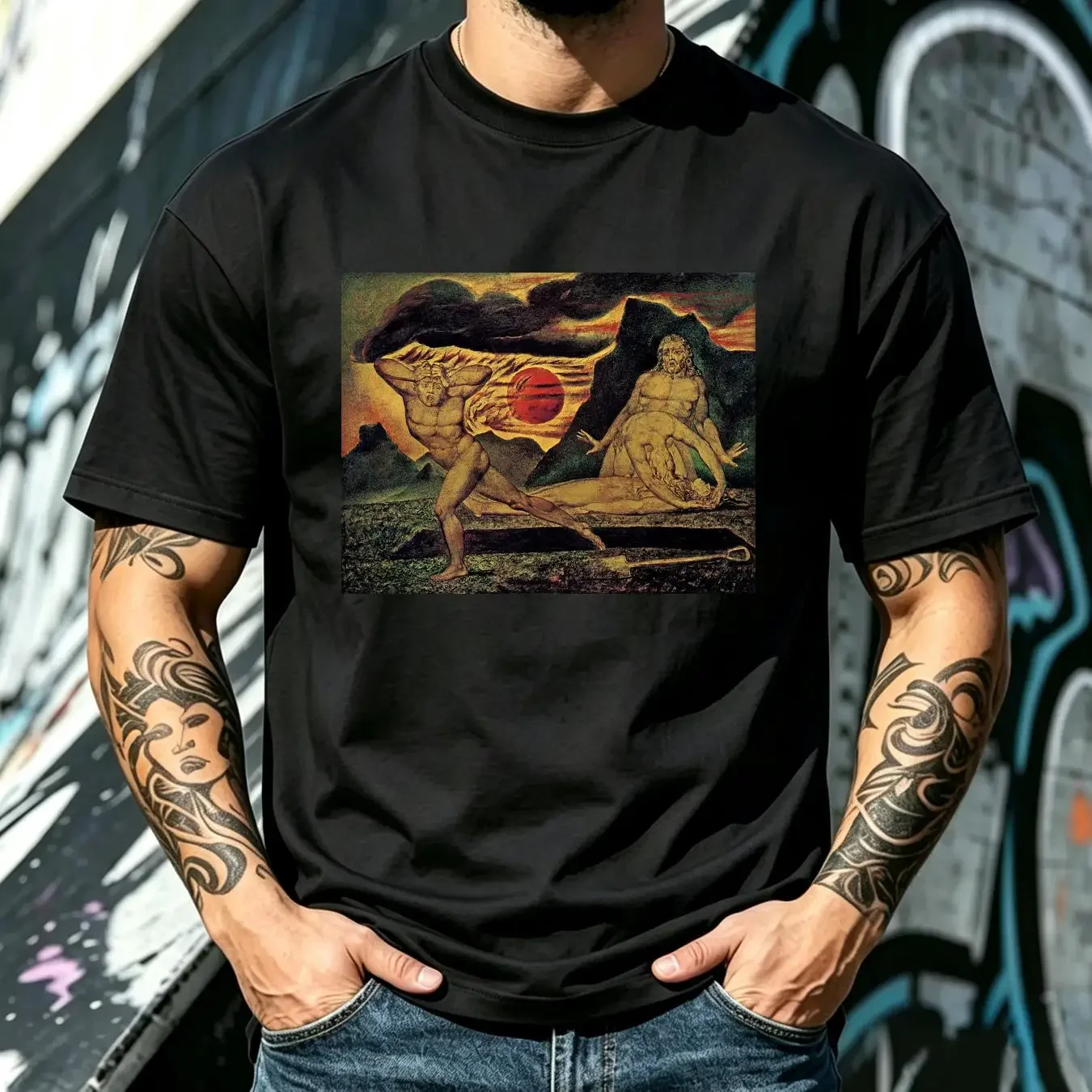 washed T Shirt Abel William Blake Painting Art for Her Him Lover vintage Washed Top For Everyday Wear streetwear graphic