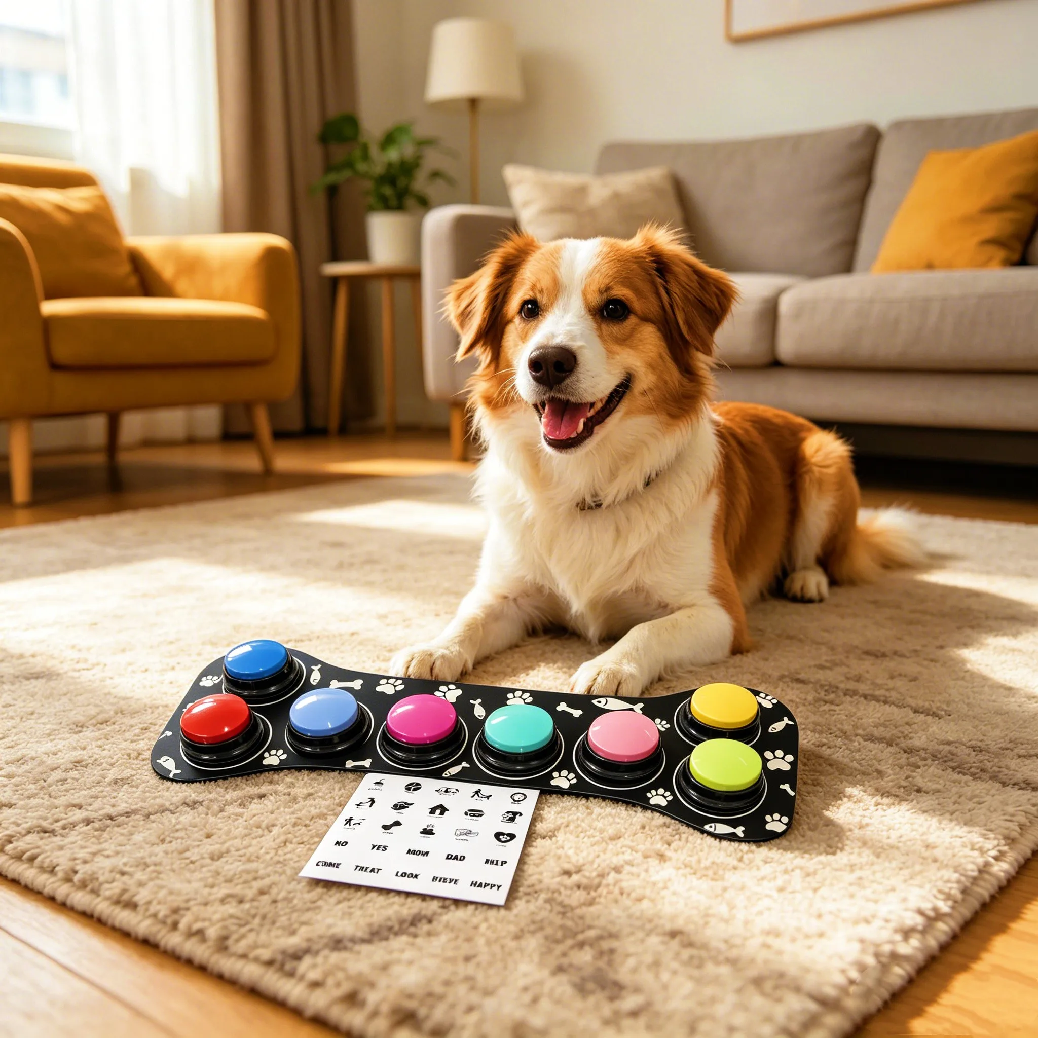 8PCS Cat Dog Squeak Toy Dog Button Dog Communication Buttons With Nonslip Mat Voice Recording Button For Pet Training Pet Toy