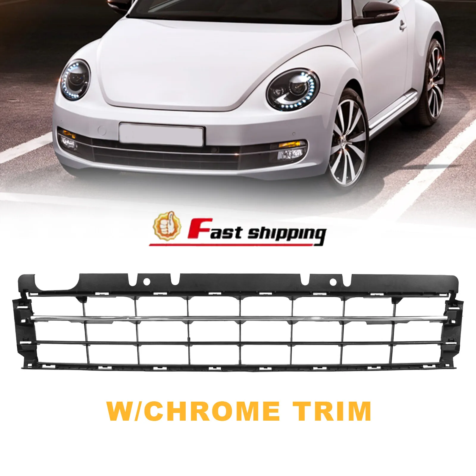 

For 2012 2013 2014 2015 2016 Volkswagen Beetle Front Bumper Grille Chrome/Black