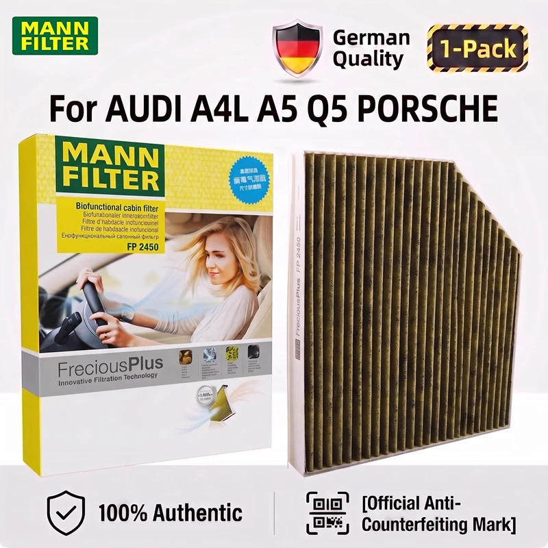 MANN FILTER FP2450 Biofunktionaler Innenraumfilter für AUDI A4L A5 Q5 PORSCHE Effizienter Partikelfilter 8K0819439A