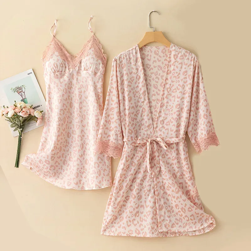 

Twinset Women Rayon Kimono Bathrobe Sleep Suit Summer Nighty&Robe Gown Set Loungewear Lace Nightgown Sleepwear Lingerie d'4o
