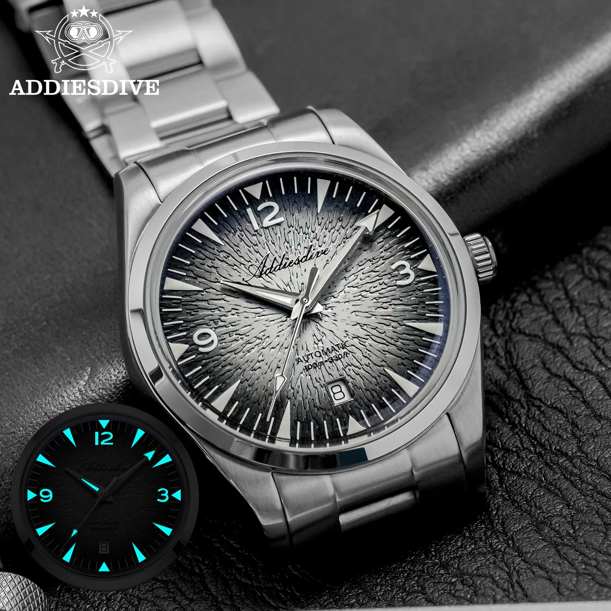 Addiesdive جديد التدرج التلقائي ساعات آلية مقاوم للماء اليابان 8215 فقاعة مرآة فستان زجاجي الساعات AD2508 reloj hombre #3