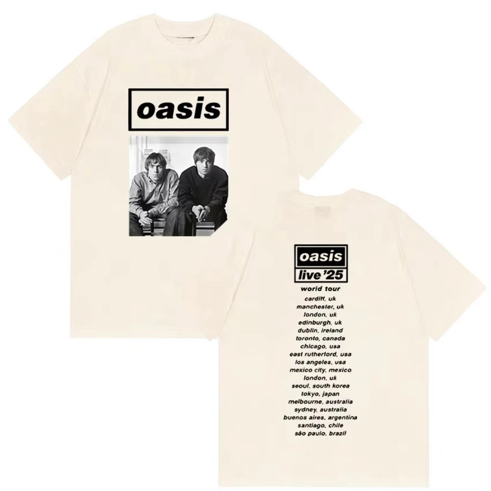 British Rock O-Oasis Live 25 Tour 2026 New T Shirt Women's Hip Hop Gothic Short Sleeve T-shirts Men Punk Tide Clothing T-shirts