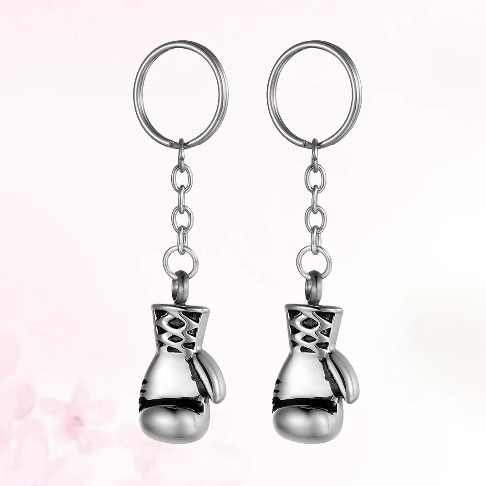 2Pcs Boxing Gloves Keychain Metal Key Ring Tarnish Resistant Brushed Finish for Backpack Handbag Wallet Car Keys Gift