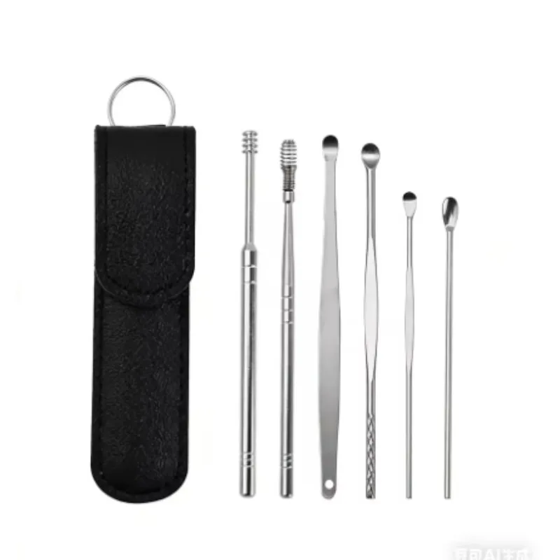 Ear Cleaner Wax Pickers Earpick Wax Remover Curette Ear Pick Cleaner Kit Spoon Care Ear Clean Tool 6pcs/set