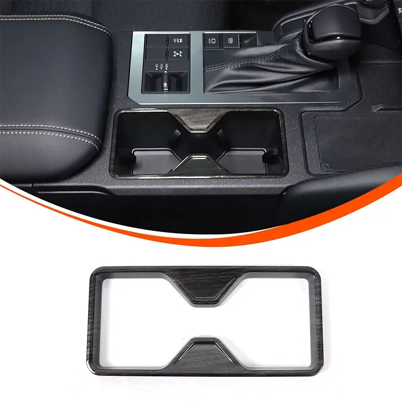 For Toyota Land Cruiser Prado 2024+ ABS Black Wood Grain Car Front Drain Cup Frame Cover Sticker Car Interior Accessories 1pcs