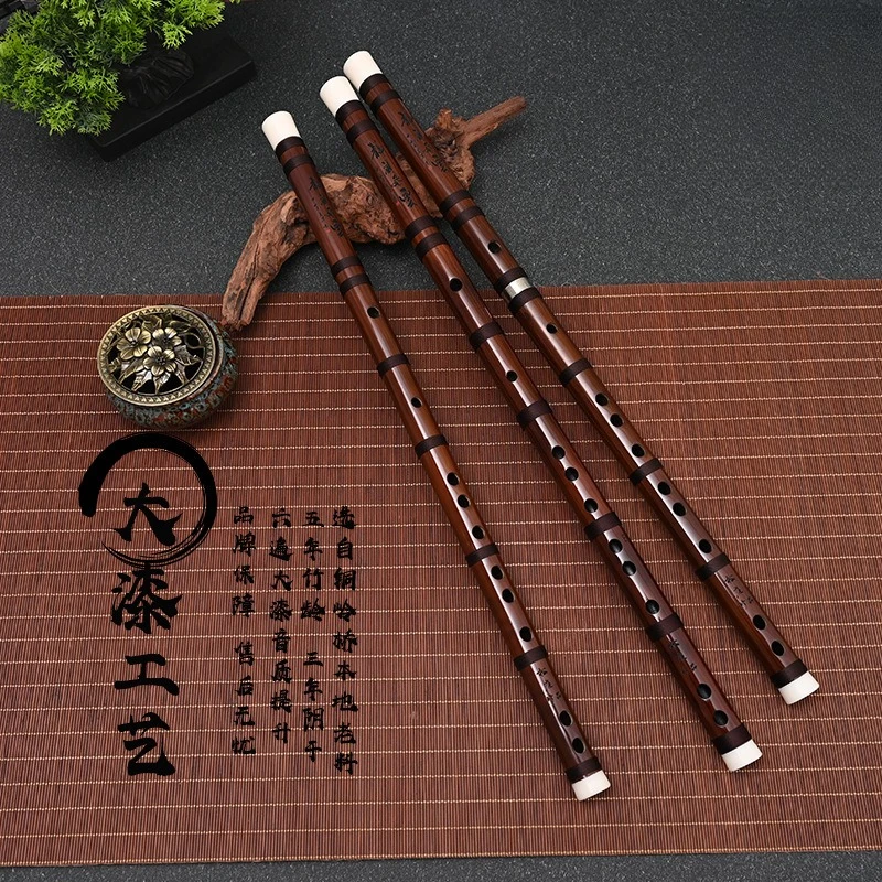 Handmade Lacquer Bitter Bamboo Flute, Gold Position, Professional Grade, High-End Transverse Flute, Exam Level, Elegant Design