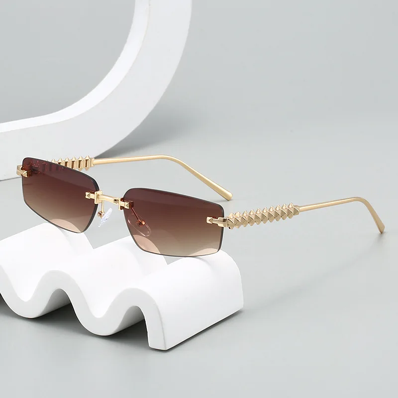 

Car Sun Glasses Rimless Small Square Frame Sunglasses Women Punk Style Color Lens Eyeglasses Vintage Eyewear Ladies Oculos