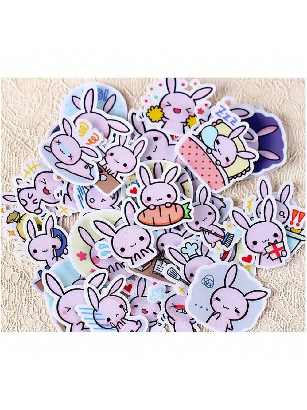 Cute Pink Rabbit Cartoon Stickers Kids\' Rewarding Stickers For Journaling Daily Life Stickers Pet Life Label Photo Album Decor