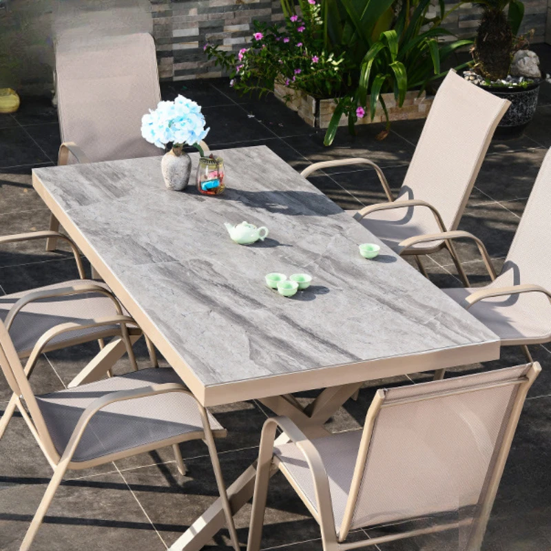 

Table, chair, courtyard, leisure rock slab terrace, outdoor balcony rainproof combination