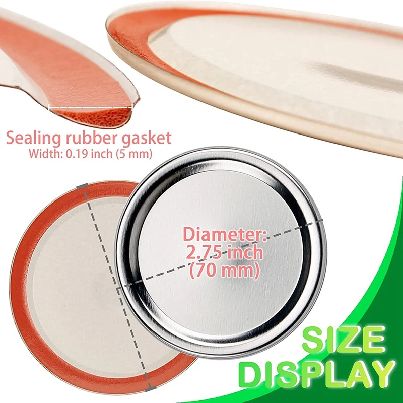 Mouth Canning Lids For Mason Jars Split-Type Jar Lids Leak Proof And Secure Canning Caps With Silicone Seals