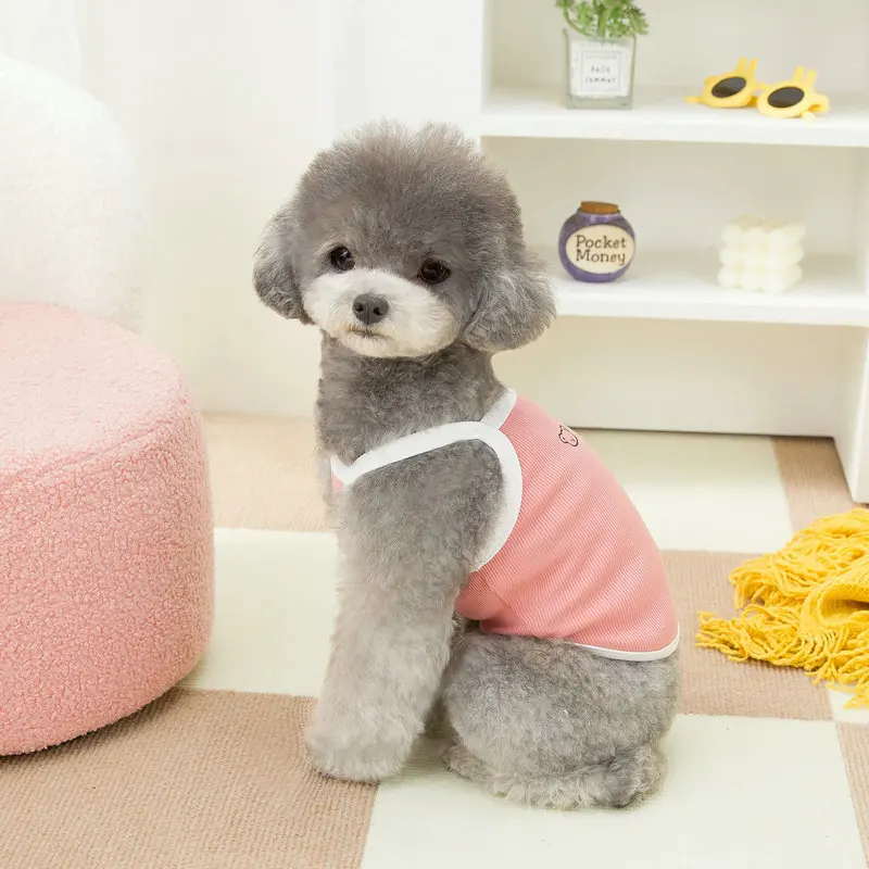 Pet Strap Teddy Bear Colored Dog Clothing Puppy Teddy Bear Strap Shirt Pet Striped Vest Summer Slim Skirt Dog Accessories