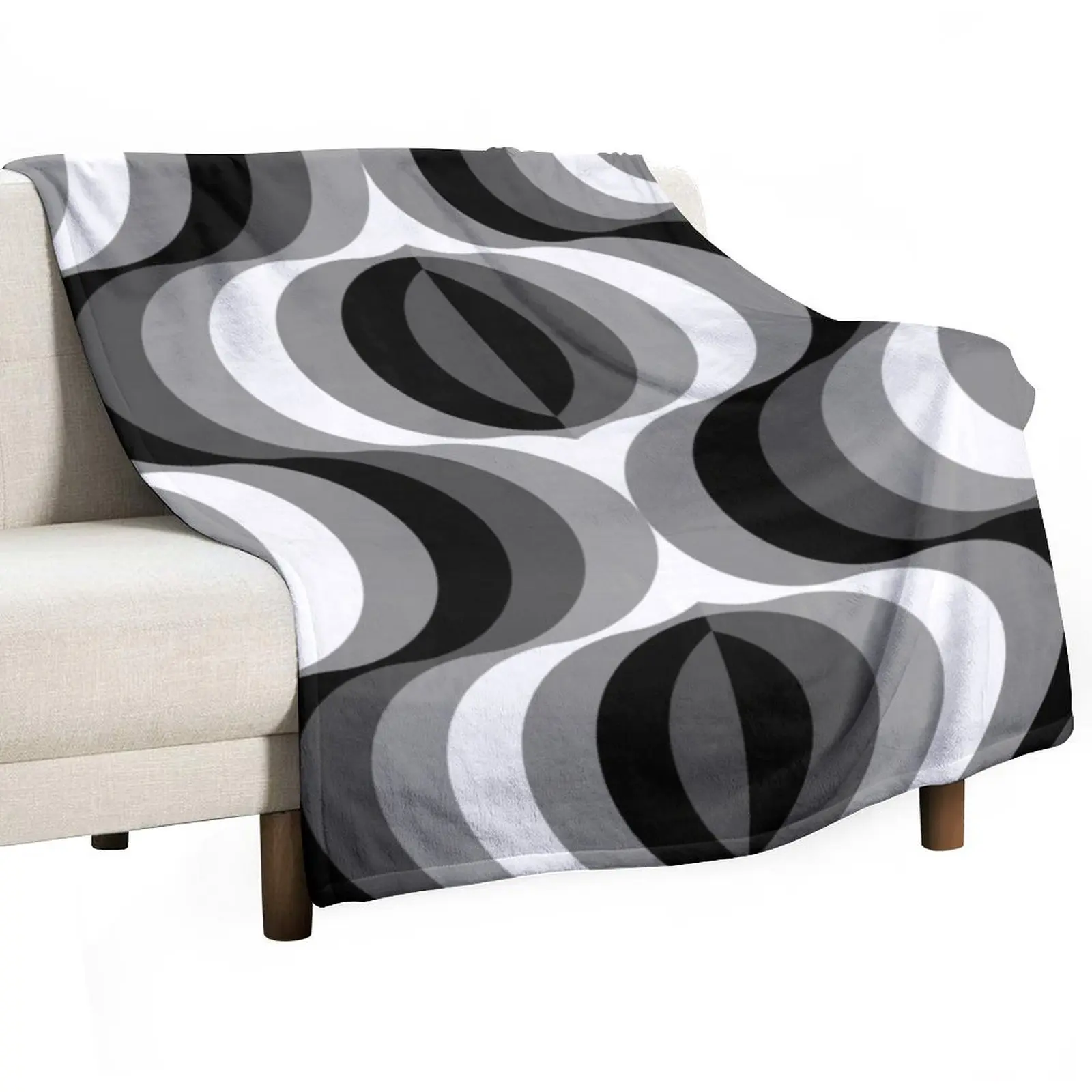 Large Seventies zigzag black and white waves Throw Blanket Decoratives for babies For Baby Thermal Blankets