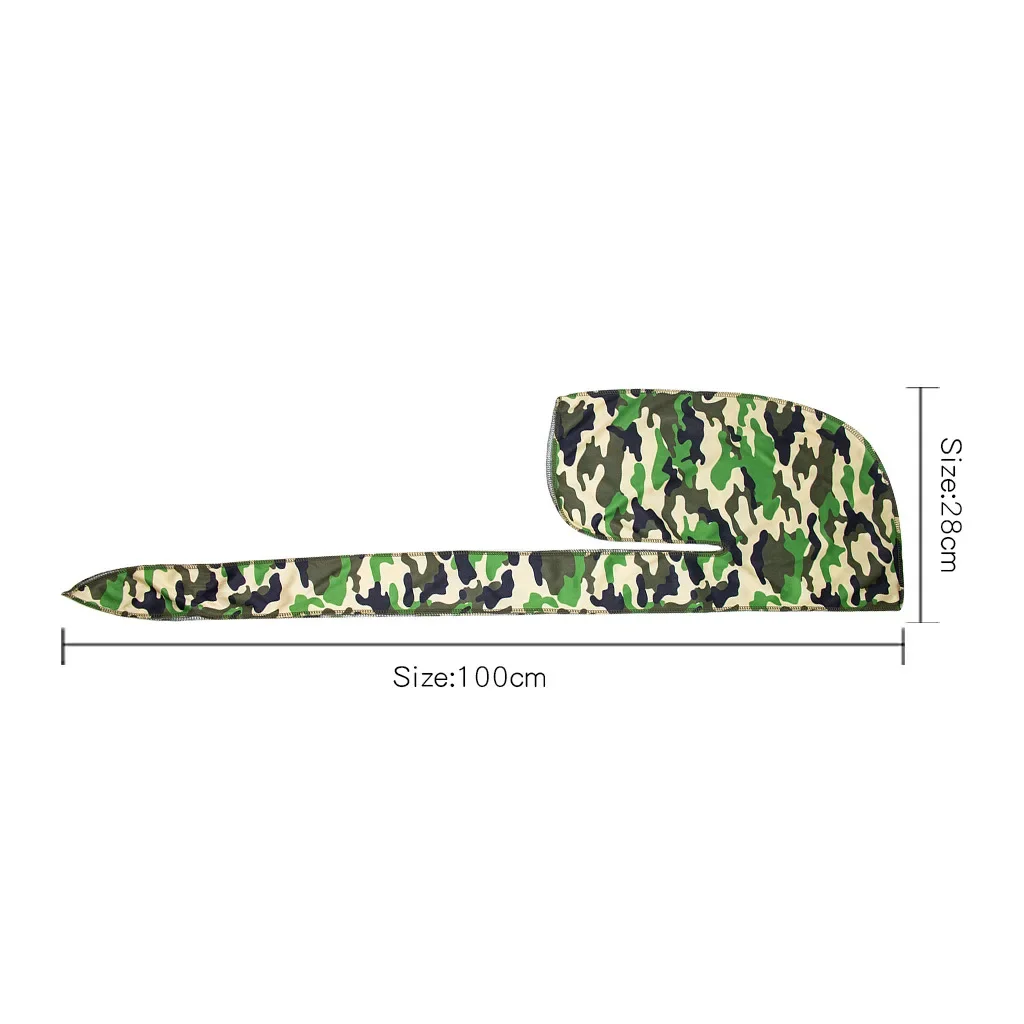 Camo Print Long Tail Pirate Hat Wysokiej jakości pielęgnacja włosów Baotou Hat Durag Durag