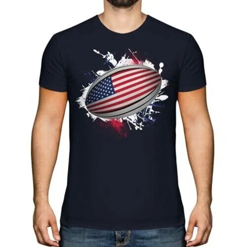 USA Rugbyball Splatter Herren T-Shirt Geschenk Weltmeisterschaft Sport