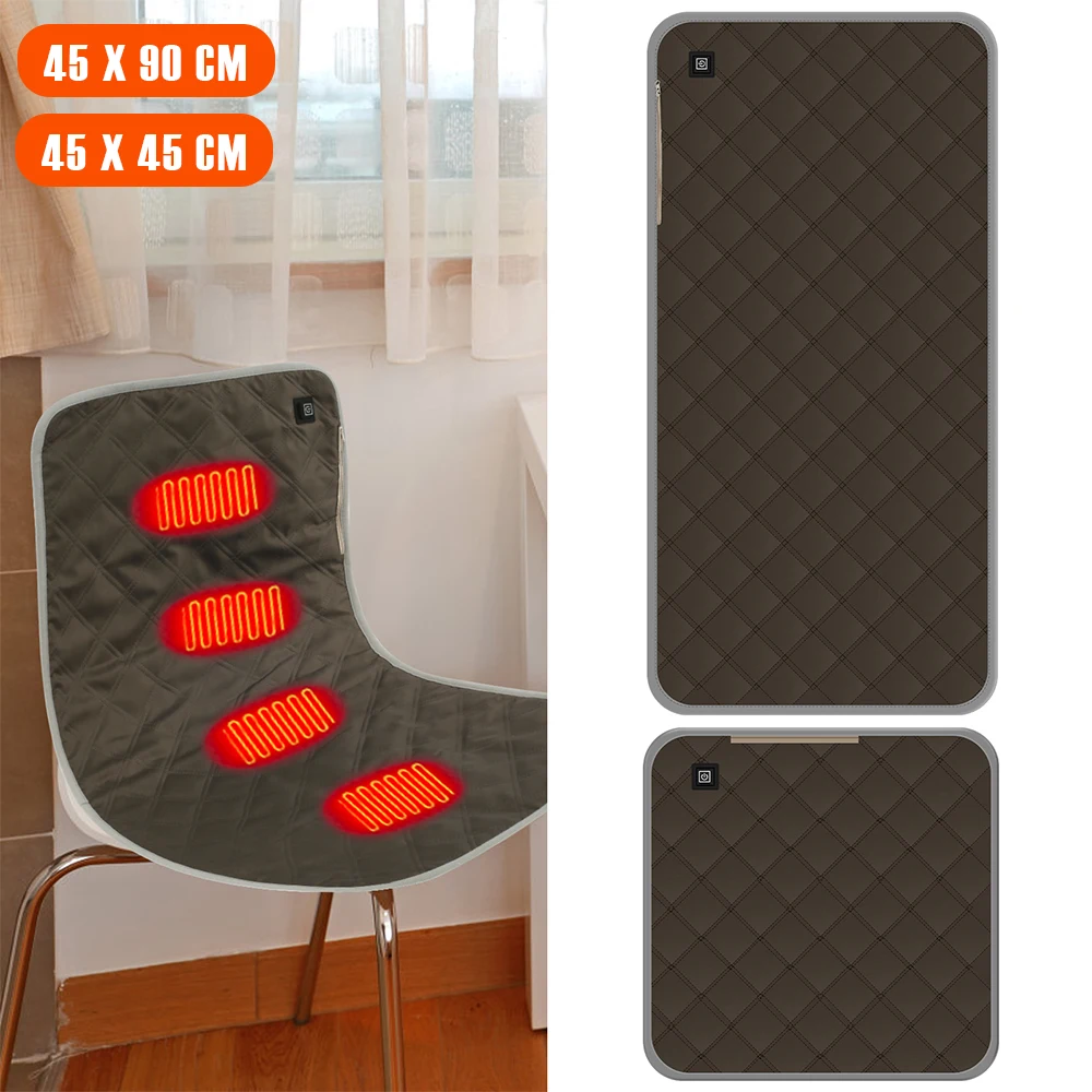 Heated Chair Pad 3-speed Adjustable Temperature Waterproof Heated Seat Cushion with 4 Heated Areas Heated Seat Cover for Winter