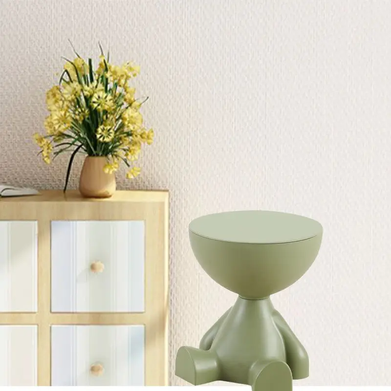 تصميم كريمي بسيط، مسطح صغير - طاولة قهوة علوية - طاولة بجانب السرير بلاستيكية مبتكرة لغرفة النوم وغرفة المعيشة #4