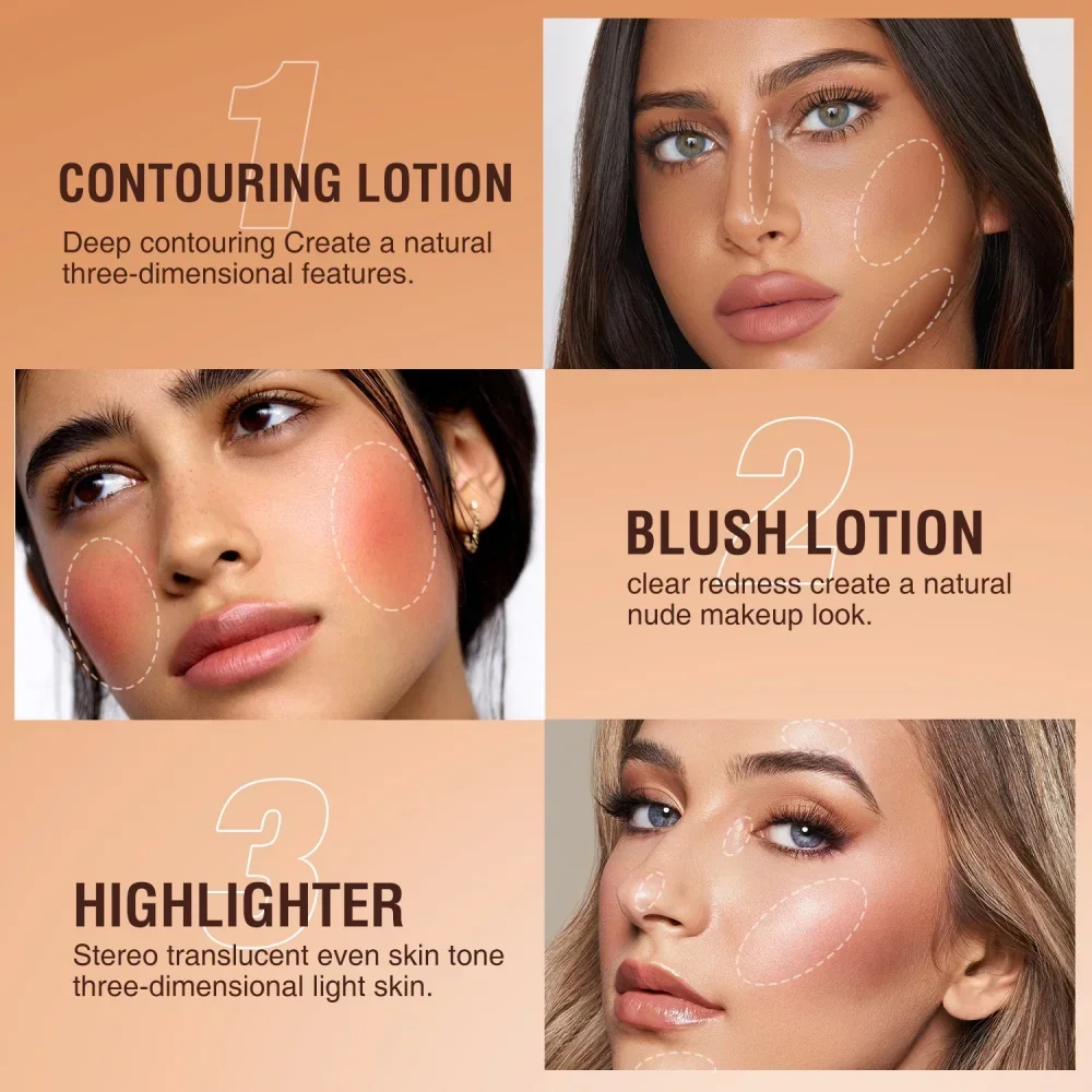 กันน้ํา Contour Blusher Beauty Wand Highlighter Blush พร้อมเบาะ Liquid Face Bronzer Wand Stick Applicator แต่งหน้าเครื่องสําอาง