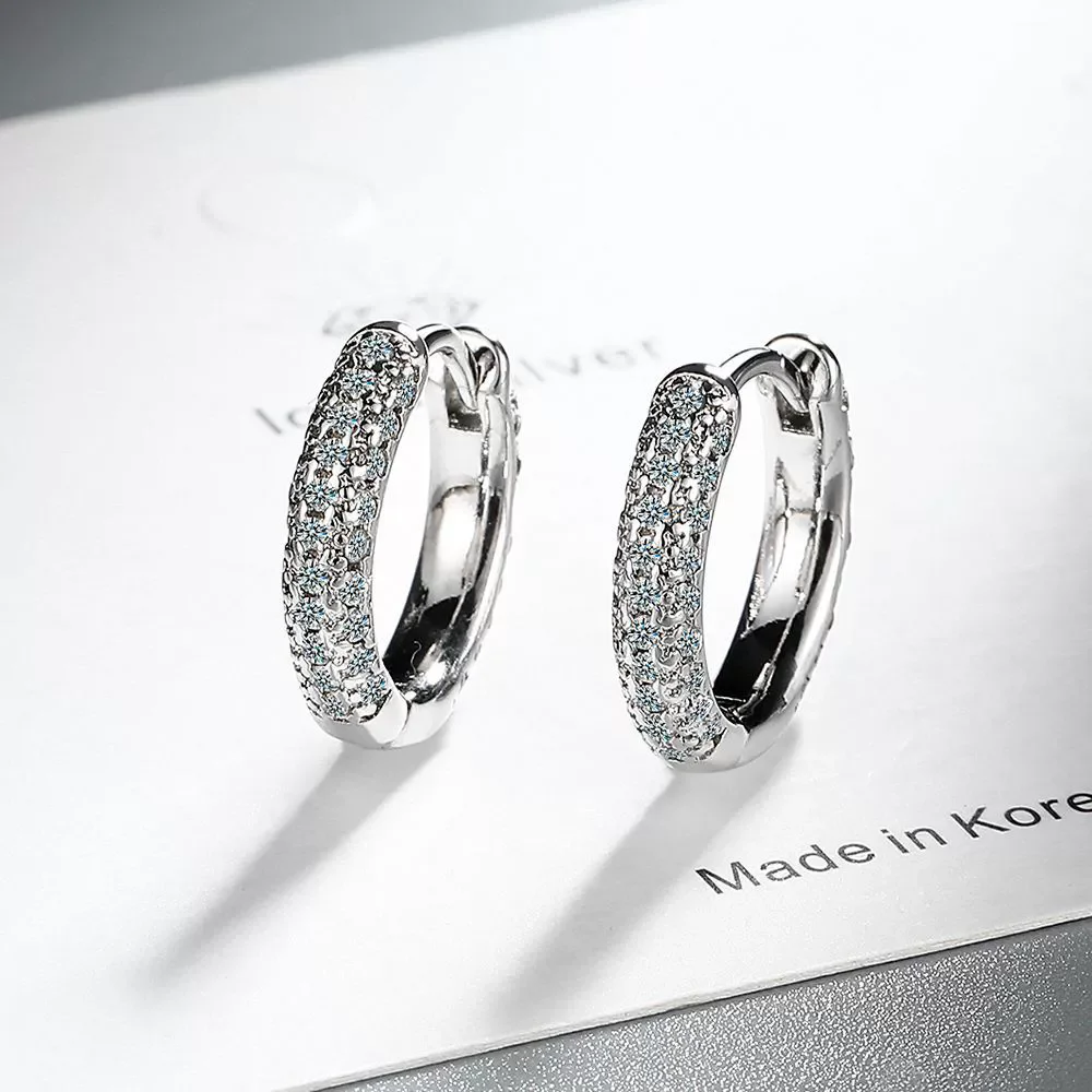 Beautful Purple Zirconia 925 Sterling Silver Earrings Women Double Side Pave CZ Earring for Anniversary Wedding Jewelry Gifts