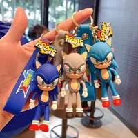 6styles Sonic Anime Figure Keychain Creativity Cartoon Hedgehog Model Doll Pendant Backpack Accessories Children Decoration Gift