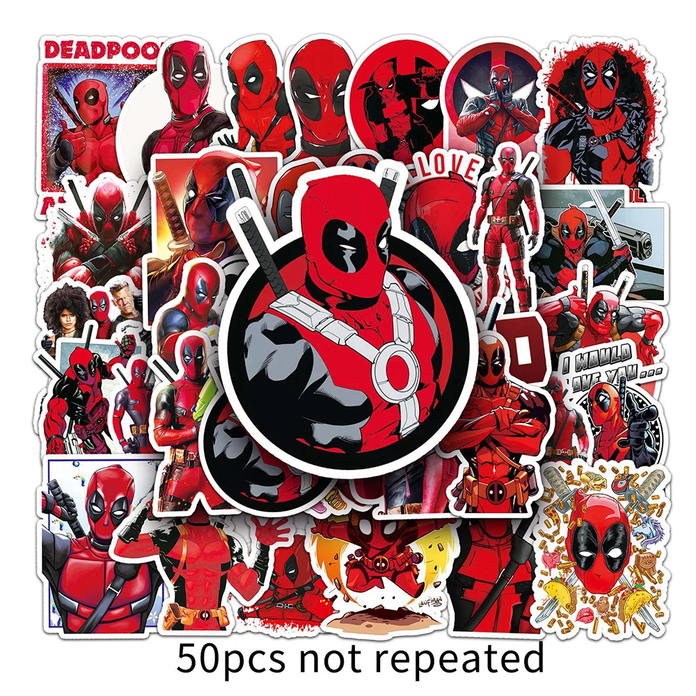 10/30/50PCS Marvel Hero Deadpool Stickers Disney Cartoon Decals For Skateboard Laptop Guitar Phone Car Waterproof Graffiti Toys