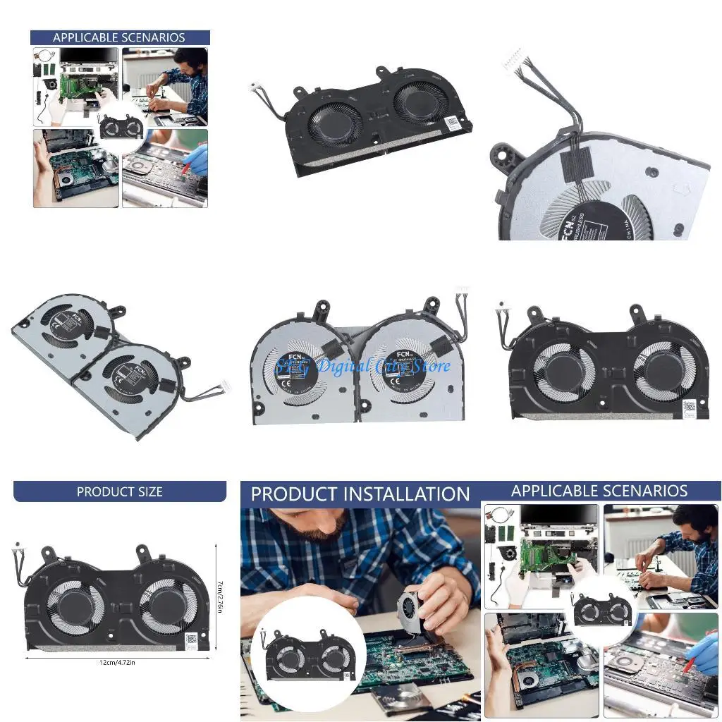 

U75B Replacement Laptop CPU Cooling Fan Laptop Notebook Radiator Cooling Fan Graphics Card Heatsink Replacement for 16IRL8 2023