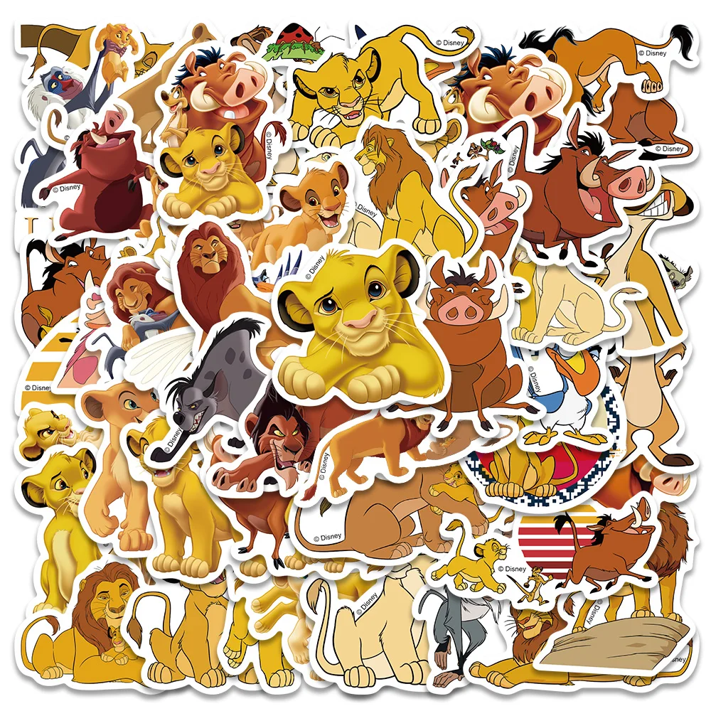 50pcs Disney The Lion King Simba Stickers Cartoon Graffiti Decals For Kids Laptop Luggage Scrapbook Waterproof PVC Sticker