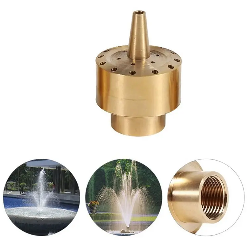 A84E-2X Fountain Nozzle Heads,Brass Column Multi Direction Jet Pond Fountain Water Spray Sprinkler Head Garden(3/4 Inch)