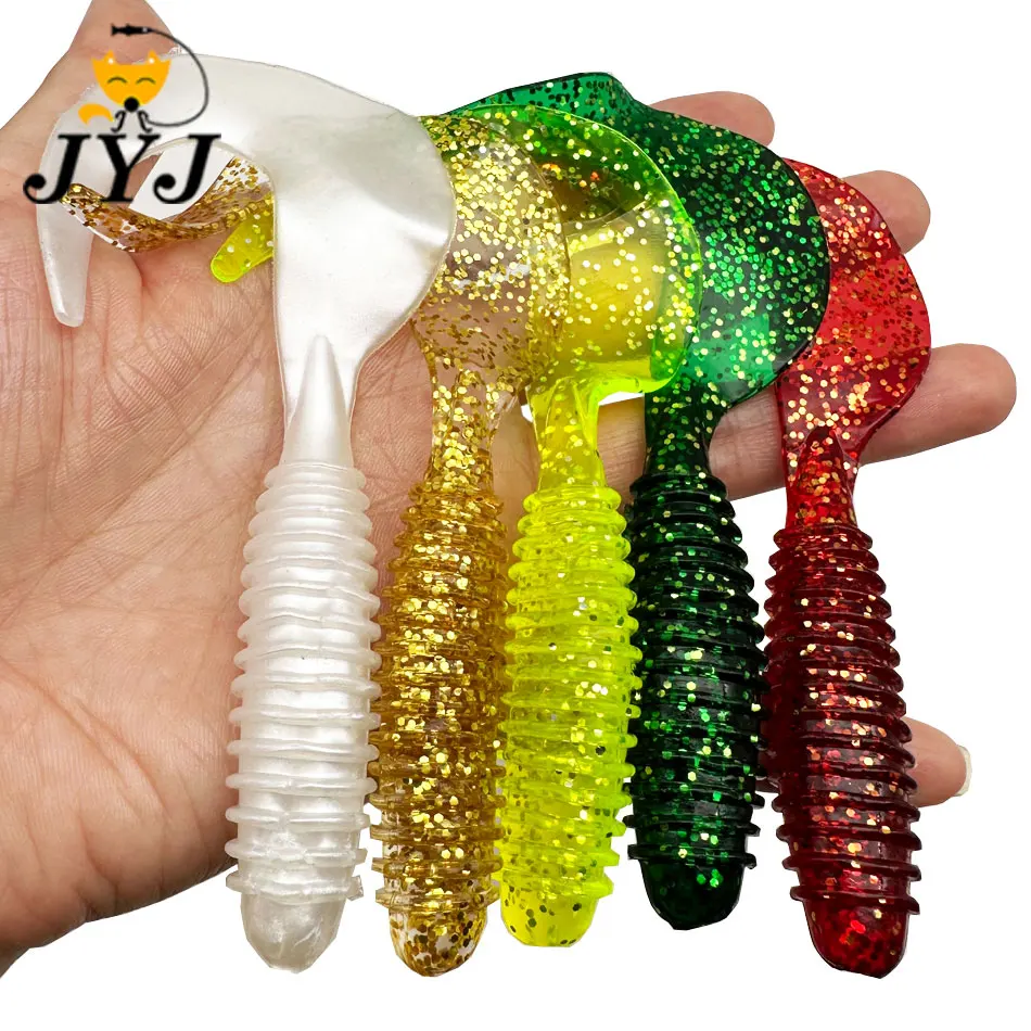 JYJ 10cm 8.5g 5szt/worek miękka sztuczna przynęta robak robak przynęta, długi krzywy ogon wobbler swimbait da pesca bass crappie pike lure