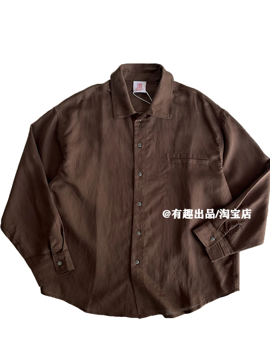 

Japanese Artisan Tencel-Linen Shirt Relaxed-Fit Long Sleeve Camp Collar Top for Men Vintage Drape Fall 2025 Old Money Aesthetic