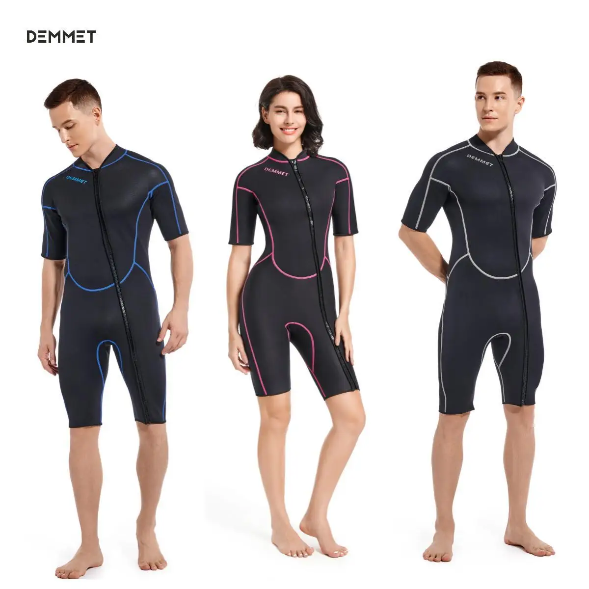 

DEMMET Wetsuit Men/Women 3MM Neoprene Diving Surfing Swimming Full Suits in Cold Water Keep Warm Front zipper for Water Sports