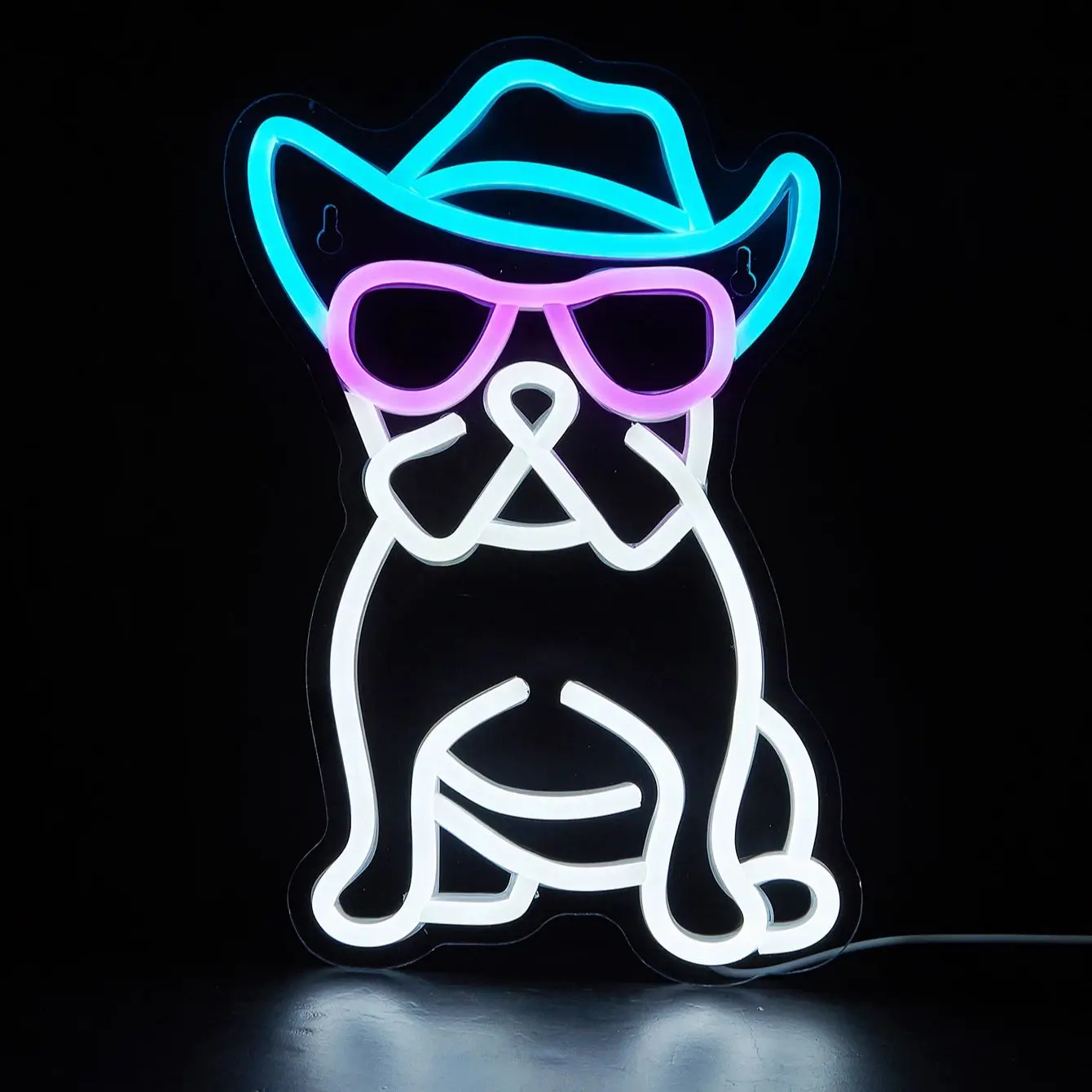 Chi-buy LED Neon Cartoon Bulldog USB Powered Neon Signs Night Light 3D Wall Art & Game Room Bedroom Living Room Decor Lamp Signs