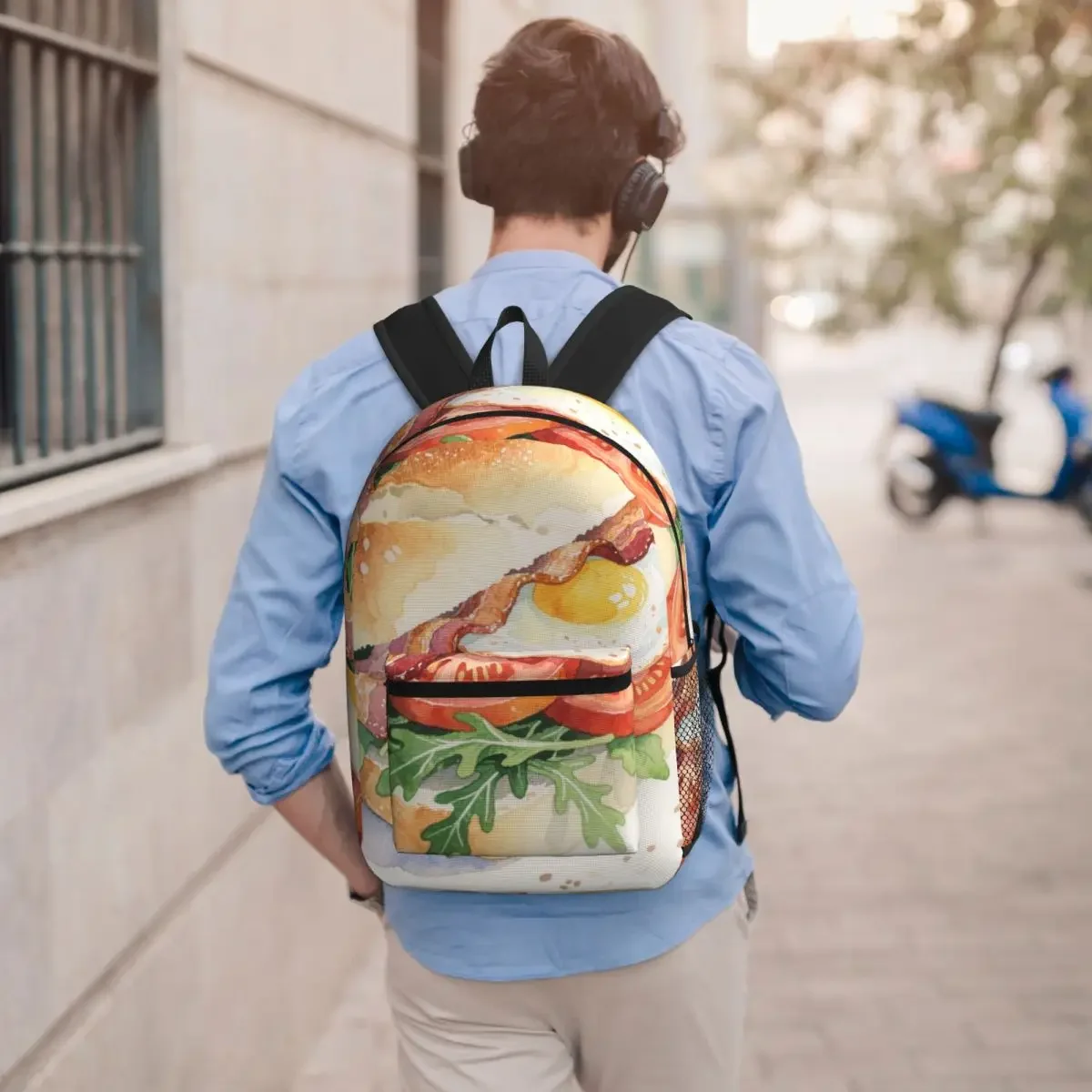 Double Decker Burger Student Backpack School Bag Hiking Travel Daypack for Men Women Bookbag Shoulder Bags