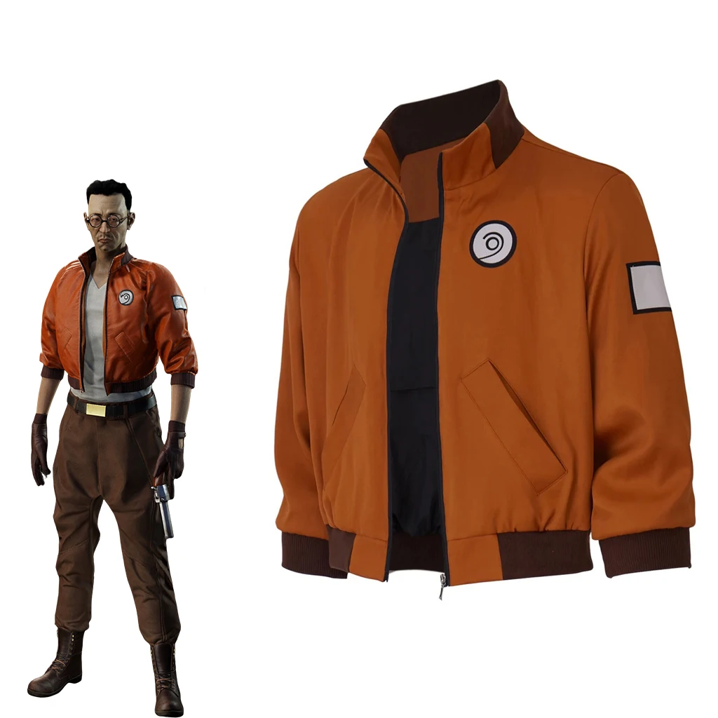 Game Disco Elysium Cosplay Kim Kitsuragi Costume Men Punk Retro Pilot Jacket Halloween Carnival Party Disguise Baseball Coat