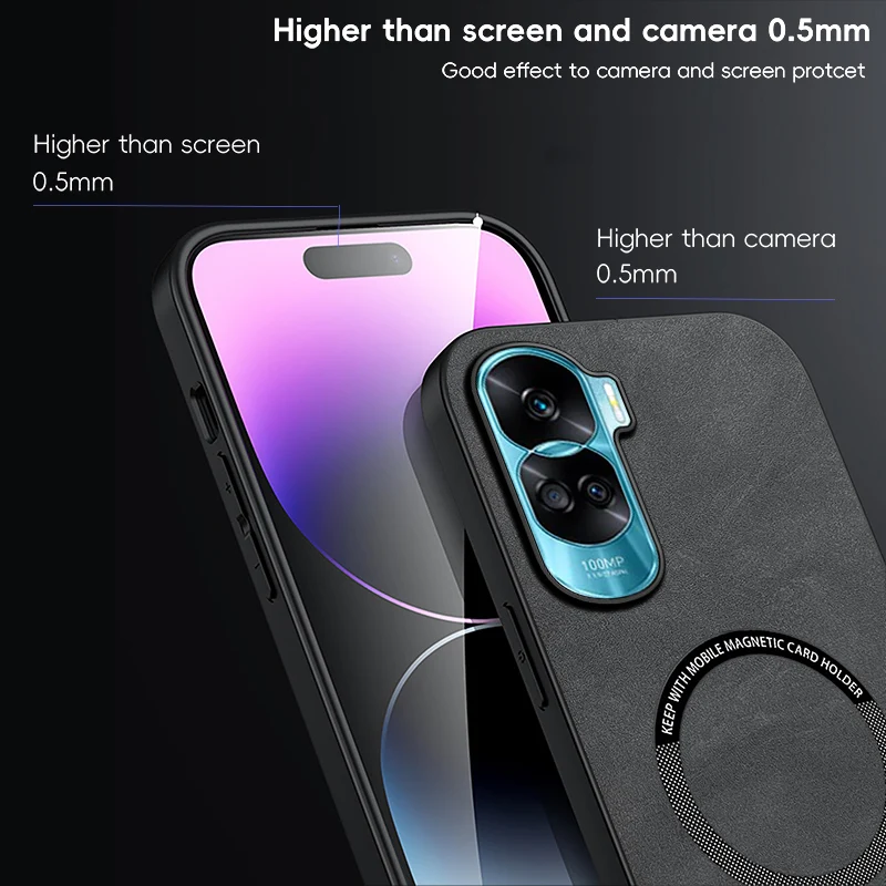 Magnetic Retro Leather Soft Case For Honor 90 Lite Honor90 Lite 5G Wireless Charging Phone Case Cover