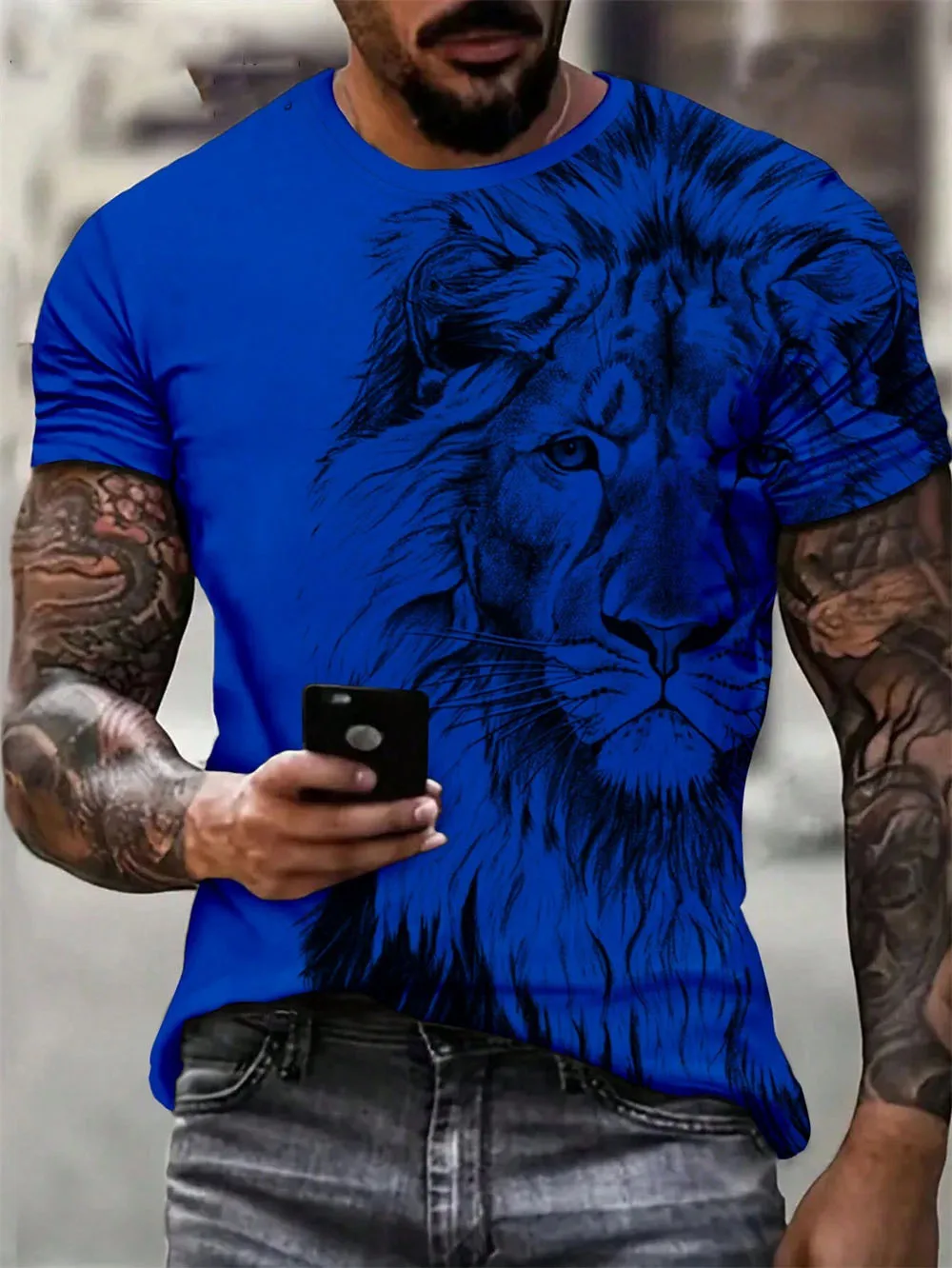 

Футболка мужская оверсайз с 3D принтом скрытого волка