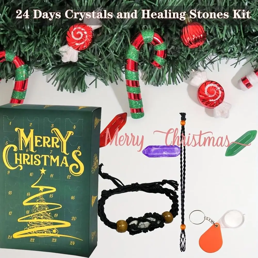 Christmas Countdown Calendar Crystals Advent Calendar with Chakras Healing Stone Rock Natural Stone Christmas Advent Calendar