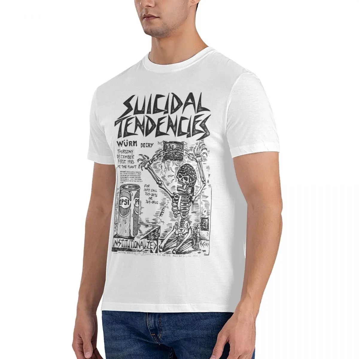 Skate T-Shirt for Men Suicidal Tendencies Vintage Pure Cotton Tee Shirt Crew Neck Short Sleeve T Shirts Summer Tops