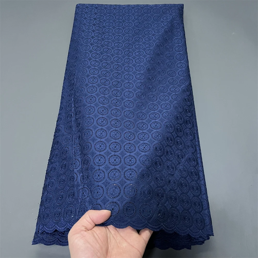 

2026 African Nigerian Tulle Lace Fabric for Dress Sewing High Quality Damask Cotton Pure Embroidery Wedding Party 5Yard hz1405