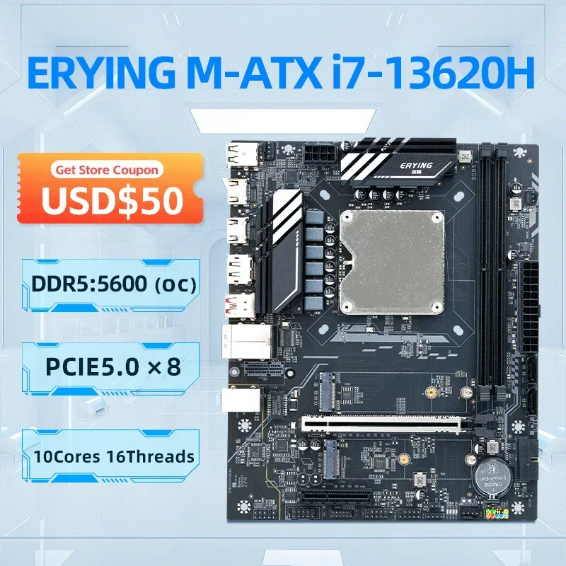 

ERYING DIY Gaming PC Computers Motherboard with Onboard Core CPU Interposer Kit i7 13620H i7-13620H 10C16T DDR5 RAM Desktops