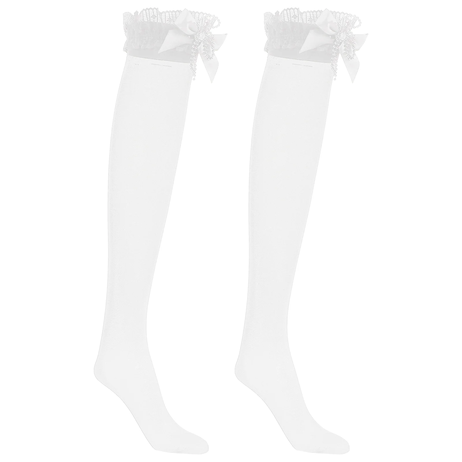 

1 Pair Women Bow Lace Thigh High Stockings Over the Knee Stocks Fashion Accessory socks