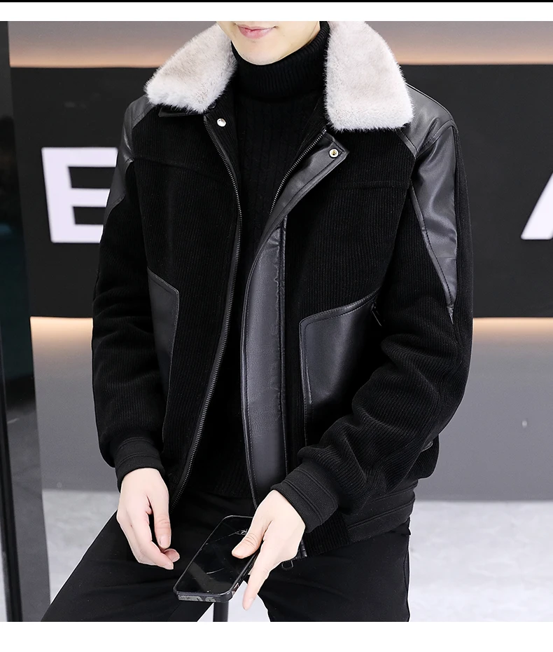 2025 Autumn Winter New Hot Sale Retro Fur Collar Corduroy Thickened Coffee Color Apricot Color Black Cotton Jacket