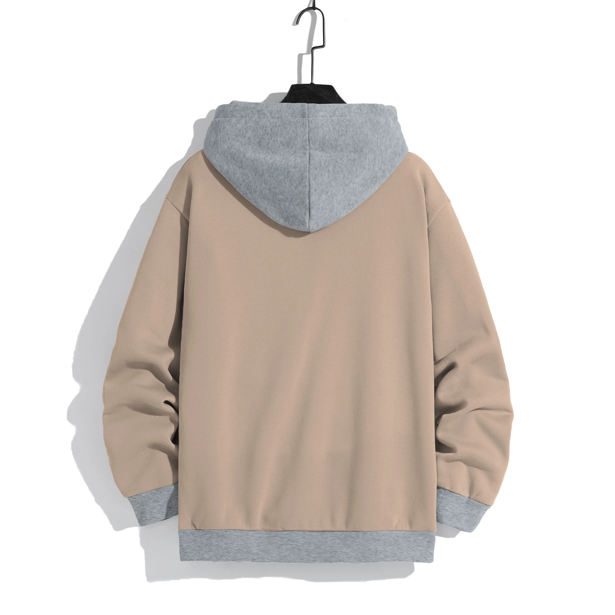 Men\'s solid color hooded hoodie light fleece hoodie long sleeve hooded sports hoodie