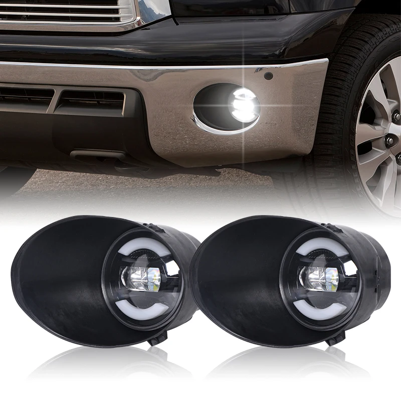 

for Sequoia 2008 Car Fog Light Assembly LED Angel Eye DRL Daytime Running Lamp for Toyota 2007-2013 Tundra