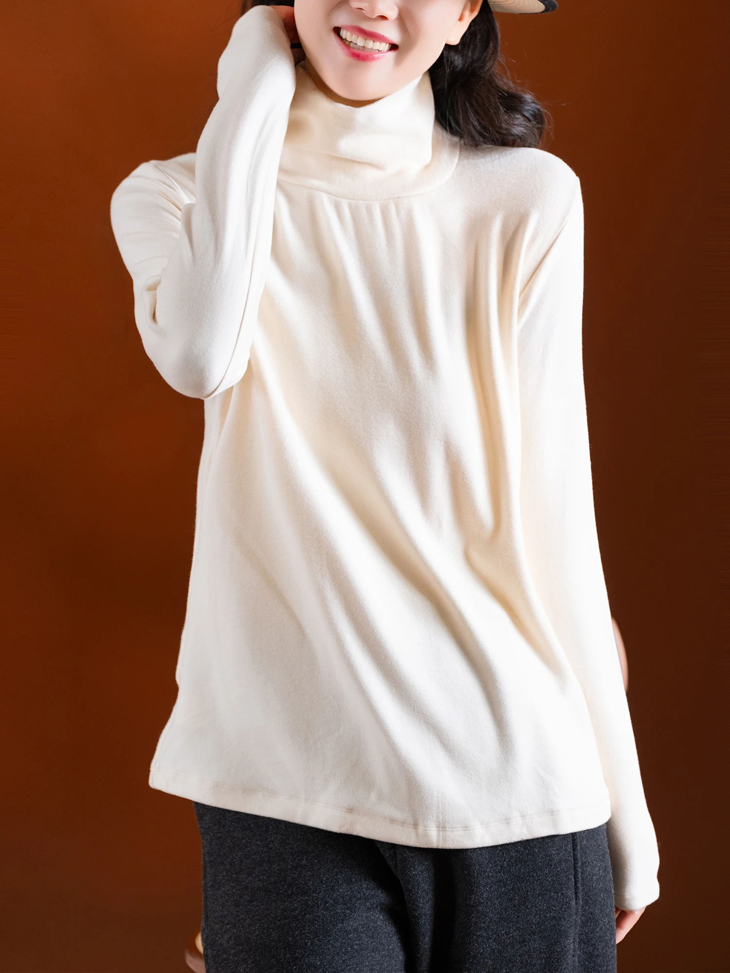 

Приятный для кожи хлопковый термолонг, двусторонний плавающий топ с высоким воротником для женщин от Xiaoaired Prod