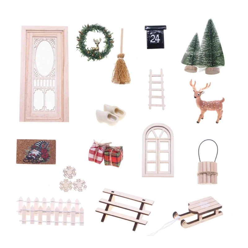 

Whimsical Mini Wreath Cottage Decors Resin Craft For Christmas Village Scene 15UB